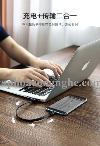 Ugreen 30675 0.5M màu Đen Cáp sạc truyền dữ liệu USB 2.0 sang MICRO USB dáng dẹt US118 30030675